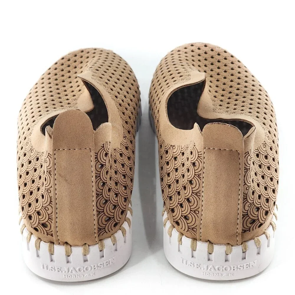 ILSE JACOBSEN Khaki Perforated Breathable Tulip Slip On Shoes‎ Tan